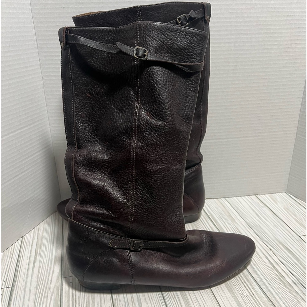 Frye Bonnie Women's Mid Calf brown Leather Riding Tall Boots size 10